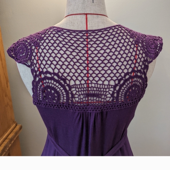 NWT Buffalo David Bitton Crochet Bodice Sun Dress Size Small Empire Waist Tie - Picture 5 of 8